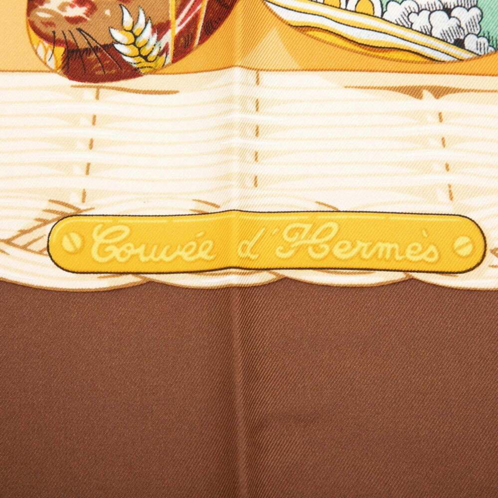 HERMES Brown Silk Scarf - Picture 3 of 9